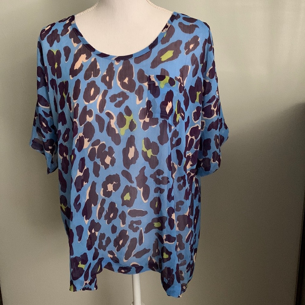 Logo by Lori Goldstein sheer animal print blouse